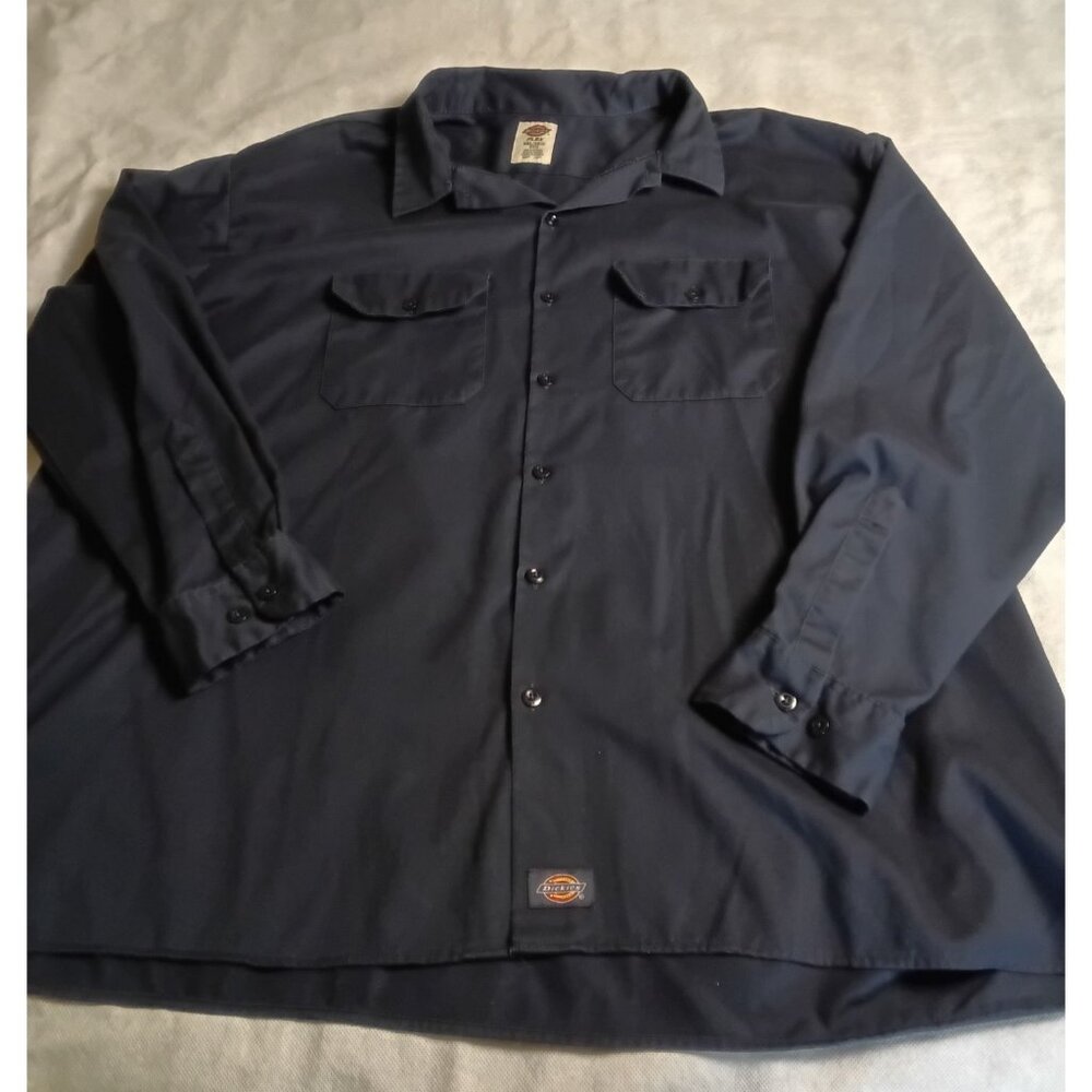 Dickies Flex Work Shirt Mens 3XL Navy Blue Long Sleeve